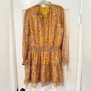 NSR long sleeve floral print tiered minidress smock waist